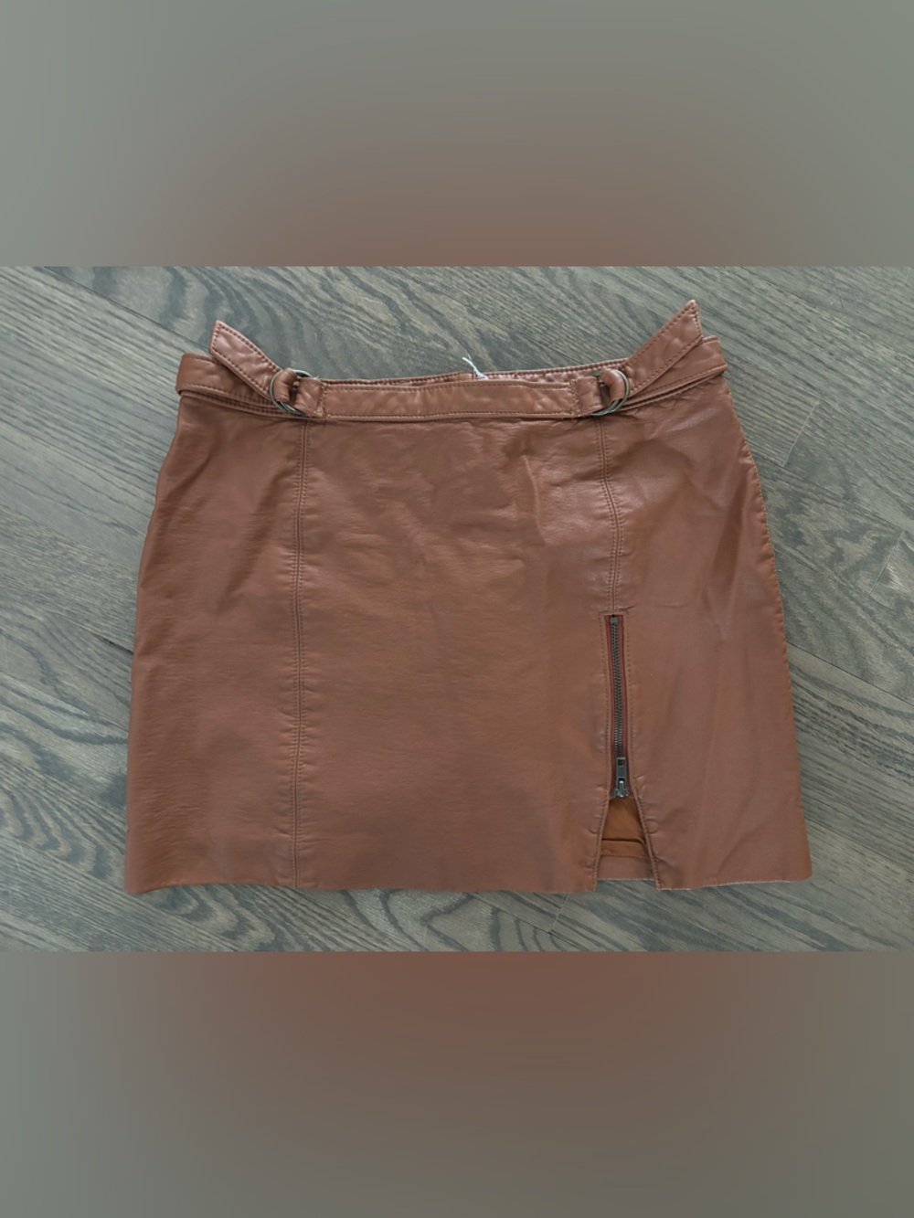 Free People Brown Leather Mini Skirt
